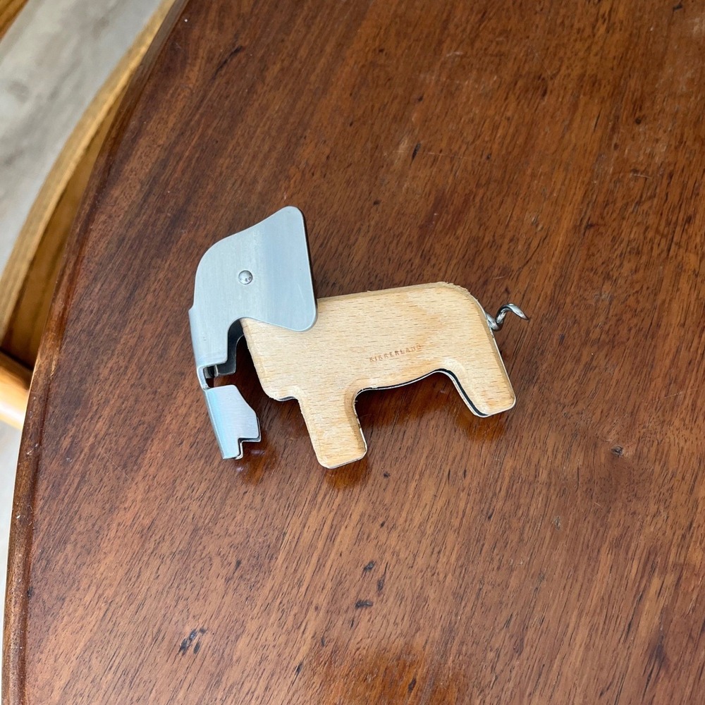 Kikkerland Stainless Steel Elephant Shaped Corkscrew & Bottle Opener